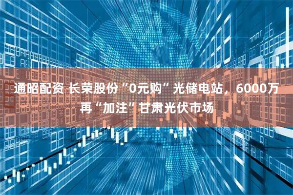 通昭配资 长荣股份“0元购”光储电站，6000万再“加注”甘肃光伏市场